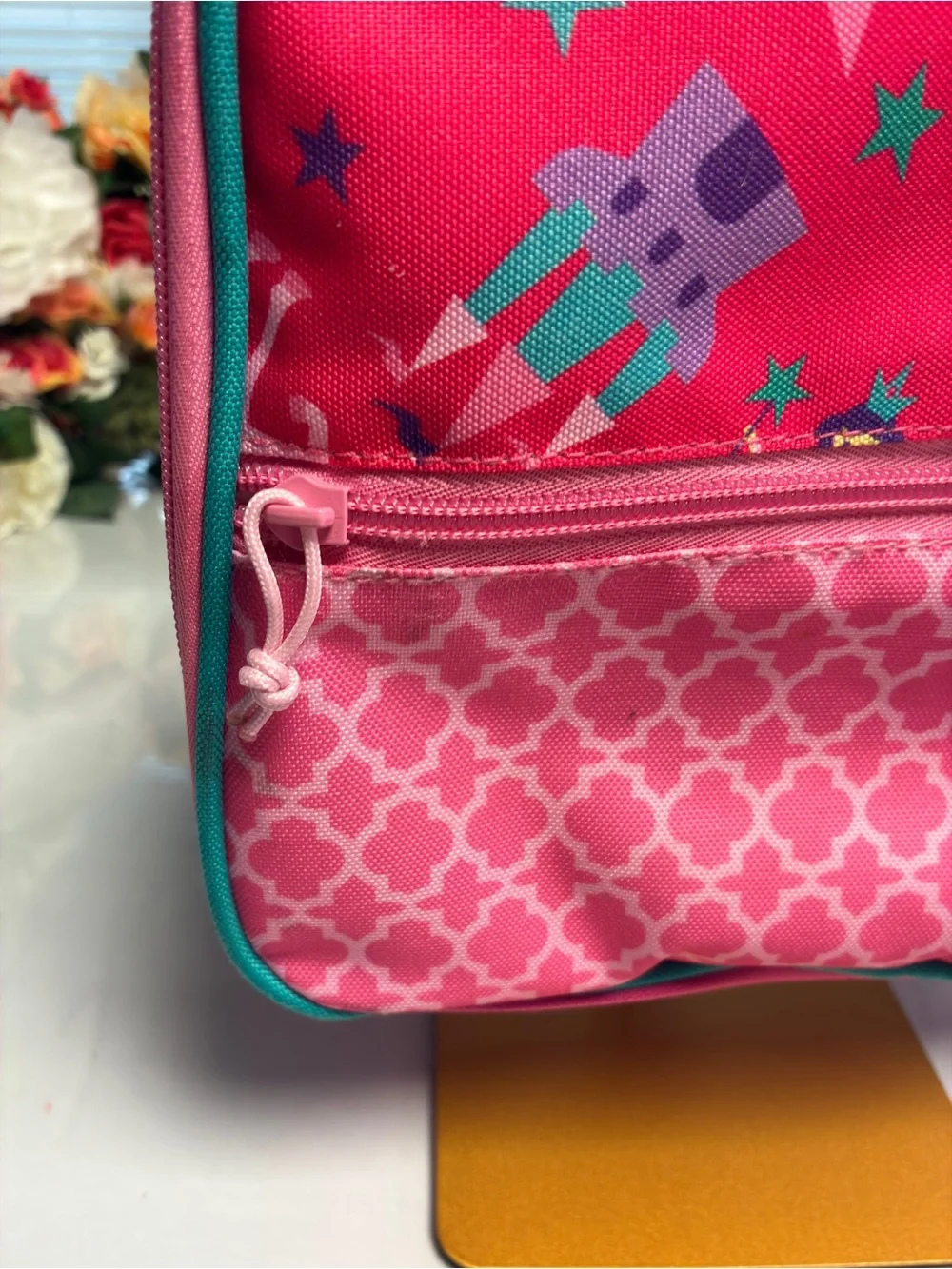 Stephen Joseph Princess Insulated Lunch Box Pink Teal Kids Zip Lunch Bag Pocket